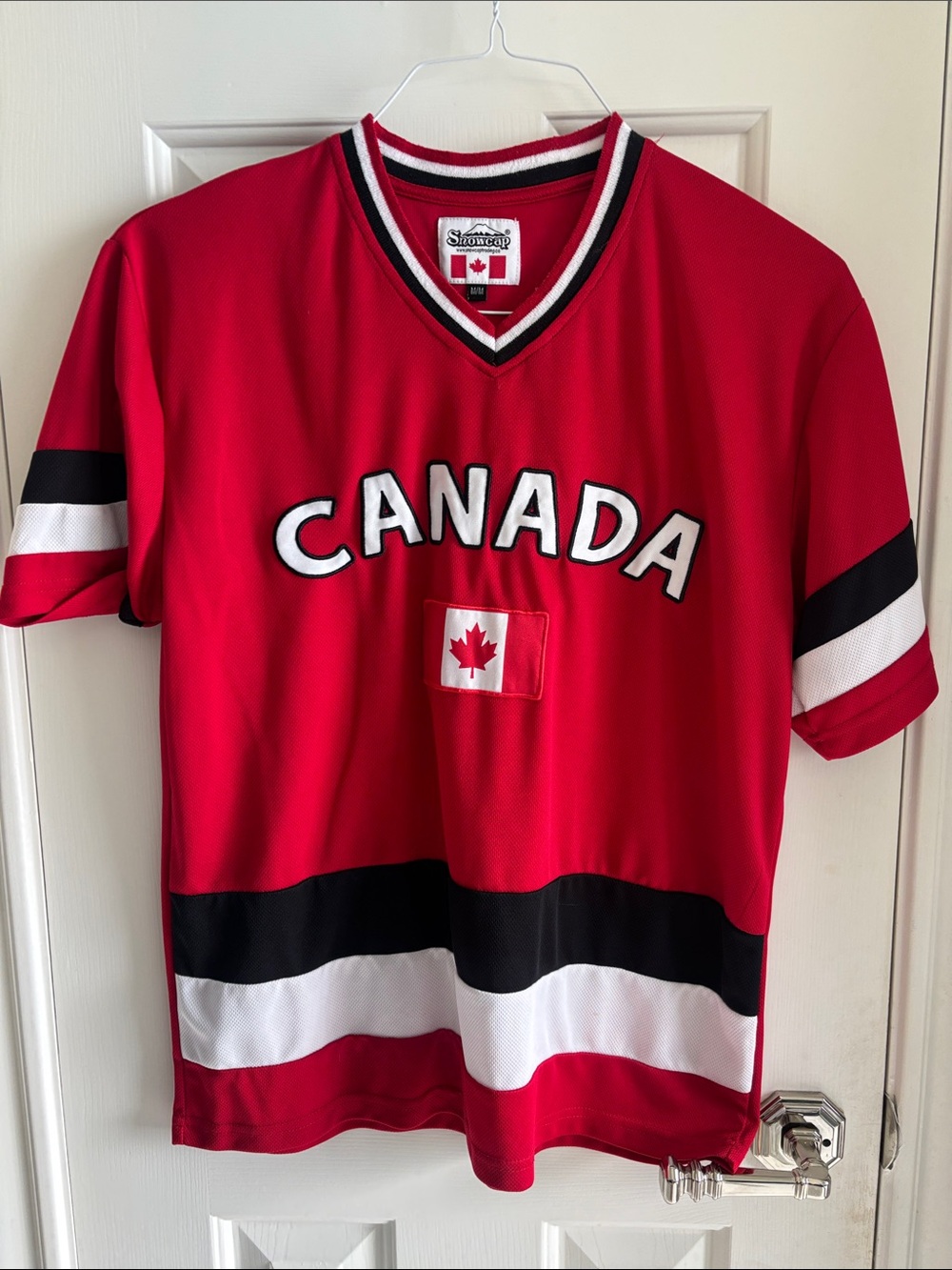 Canada Red Hockey Jersey Shirt - Stamped Canada Logo